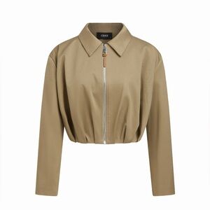 Cider Cropped Bomber Jacket in Taupe